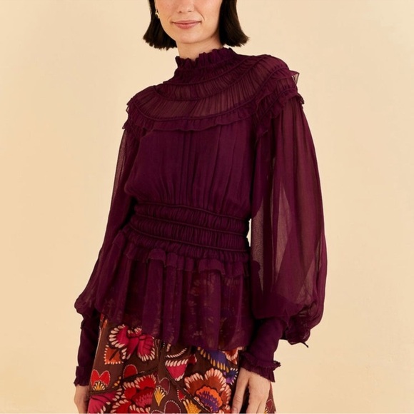 Farm Rio Women’s Ruffled Peplum Top - Picture 2 of 4